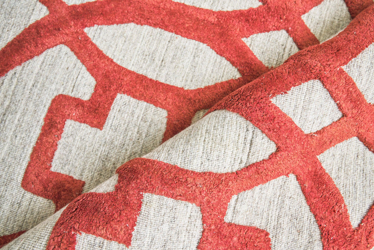 Exquisite Rugs Windsor Hand-loomed Wool/Bamboo Silk 2455 Rust/Gray 12' x 15' Area Rug