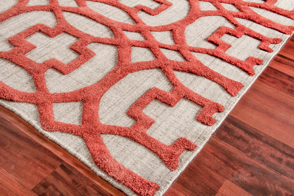 Exquisite Rugs Windsor Hand-loomed Wool/Bamboo Silk 2455 Rust/Gray 6' x 9' Area Rug