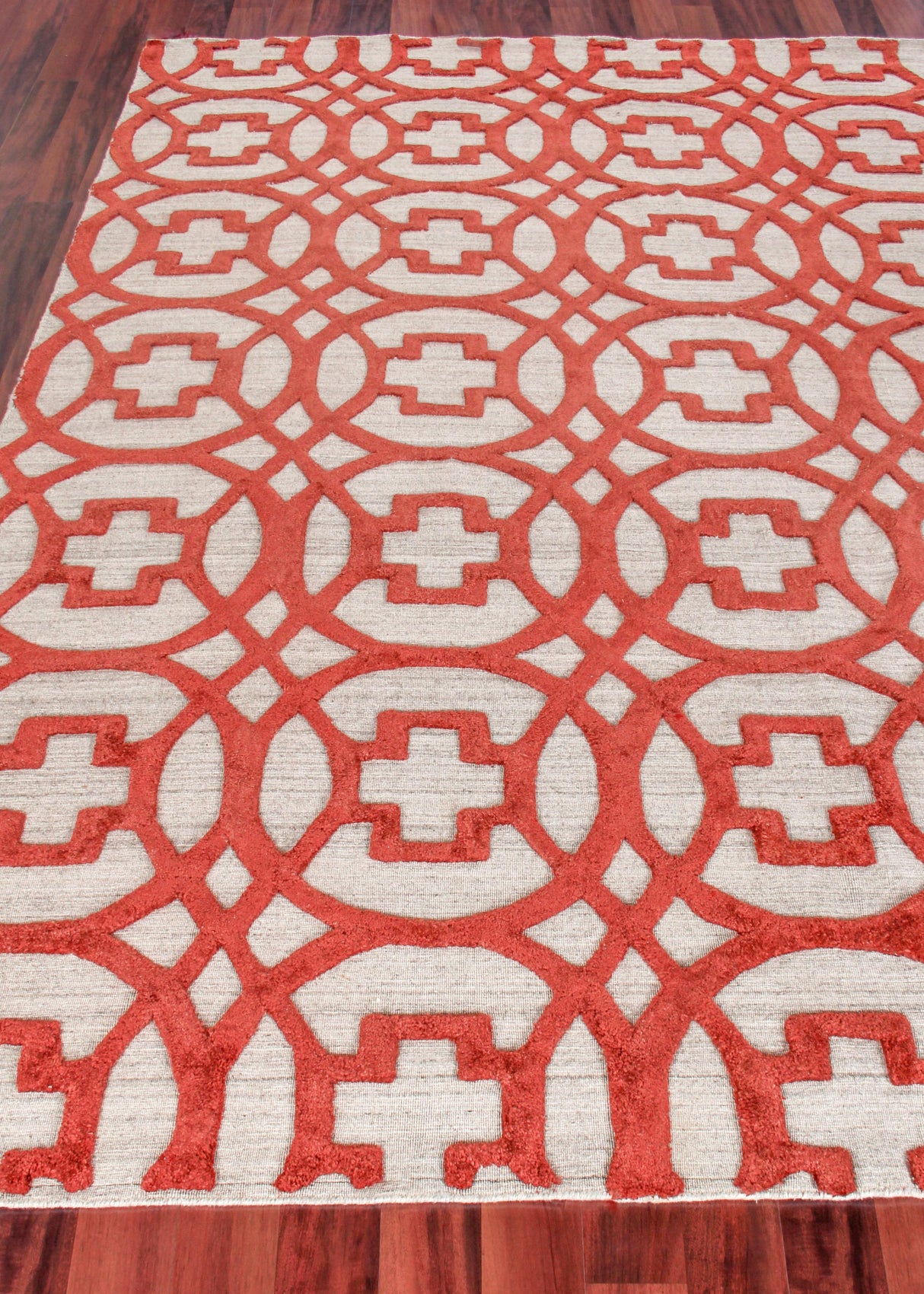 Exquisite Rugs Windsor Hand-loomed Wool/Bamboo Silk 2455 Rust/Gray 9' x 12' Area Rug