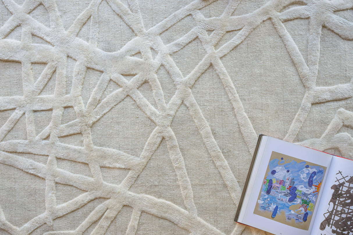 Exquisite Rugs Windsor Hand-loomed Wool/Bamboo Silk 3152 Linen/Beige 12' x 15' Area Rug