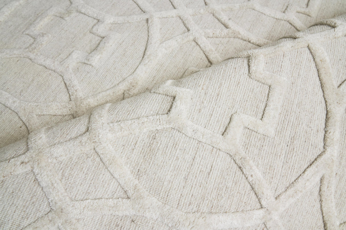 Exquisite Rugs Windsor Hand-loomed Wool/Bamboo Silk 3153 Linen/Beige 8' x 10' Area Rug