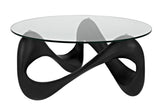 NOIR Orion Coffee Table Black Resin Cement with Glass