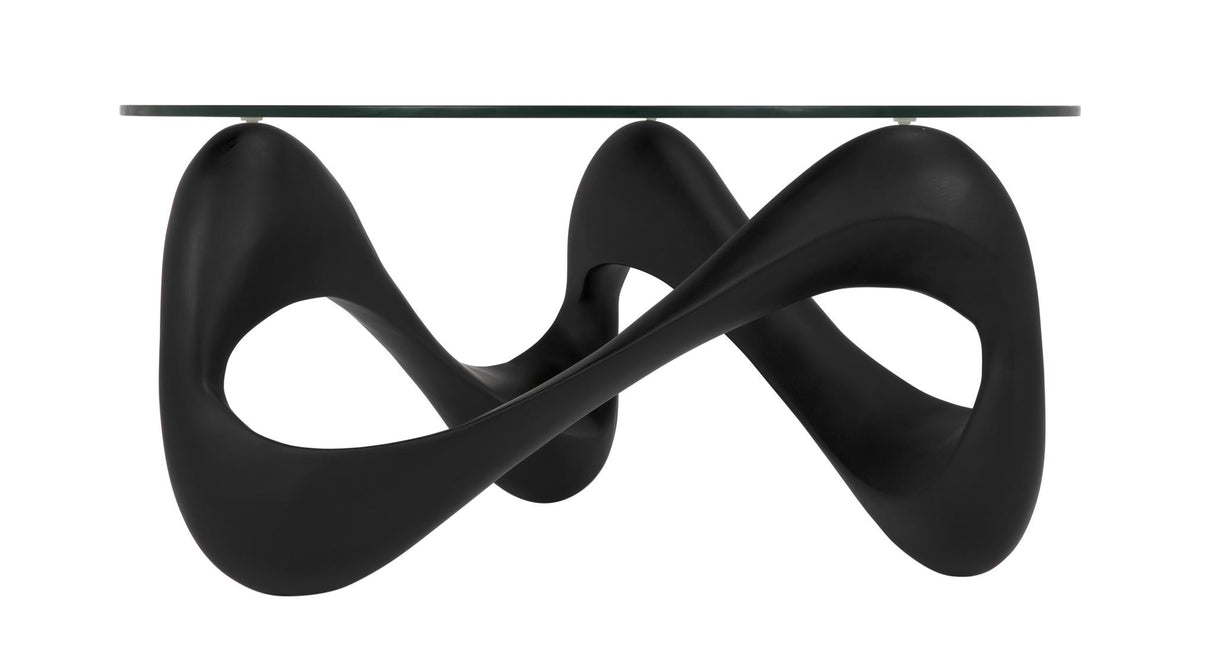 NOIR Orion Coffee Table Black Resin Cement with Glass
