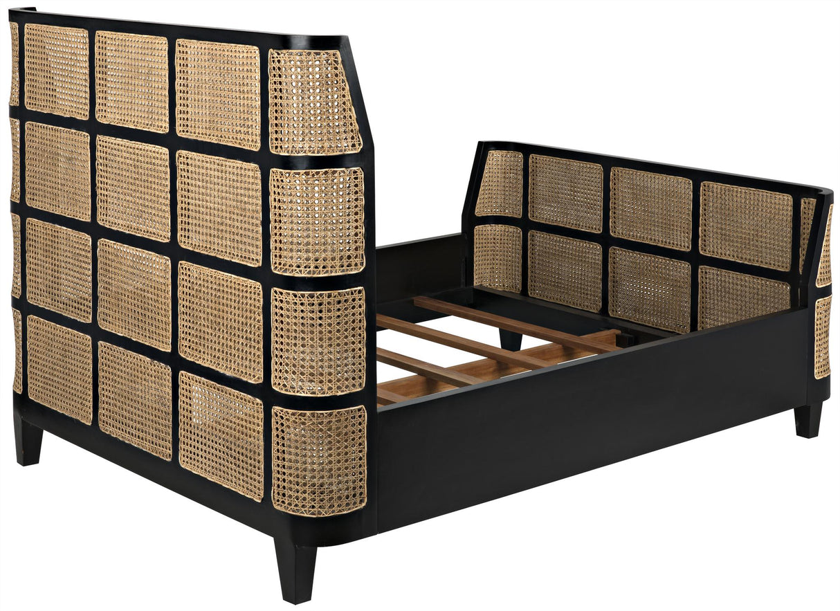 NOIR Porto Bed Queen Hand Rubbed Black
