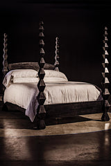 NOIR Brancusi Bed Queen Hand Rubbed Black