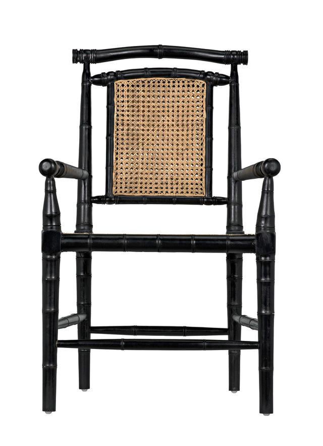 NOIR Colonial Bamboo Arm Chair Hand Rubbed Black