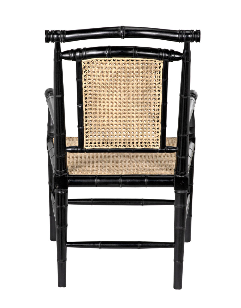 NOIR Colonial Bamboo Arm Chair Hand Rubbed Black