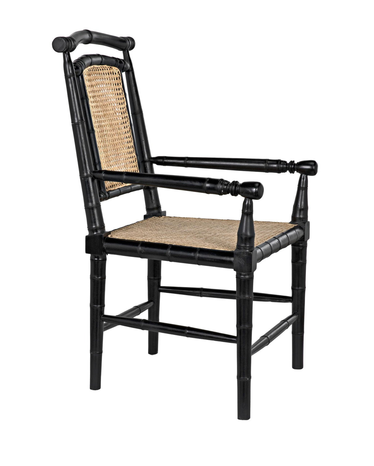 NOIR Colonial Bamboo Arm Chair Hand Rubbed Black