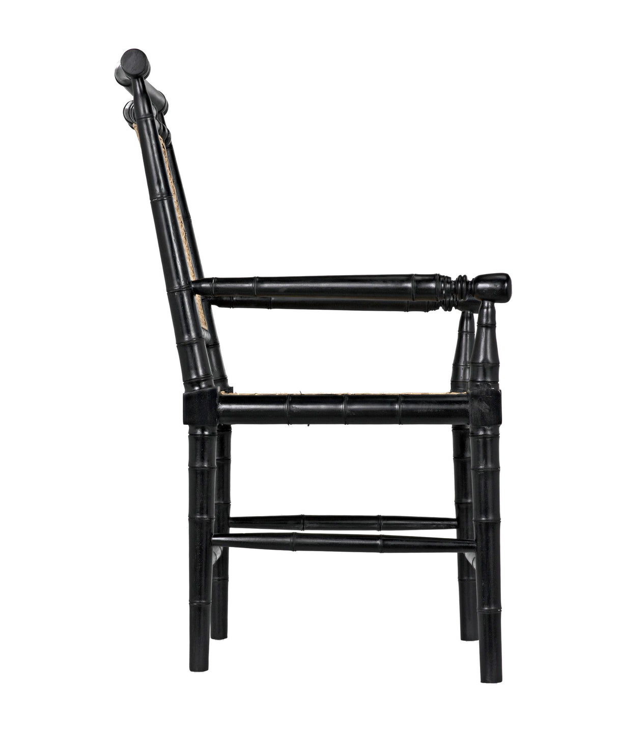 NOIR Colonial Bamboo Arm Chair Hand Rubbed Black