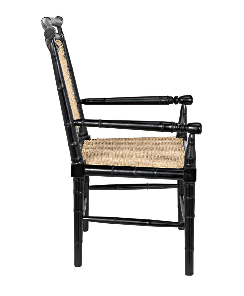 NOIR Colonial Bamboo Arm Chair Hand Rubbed Black