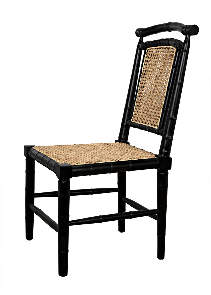NOIR Colonial Bamboo Side Chair Hand Rubbed Black
