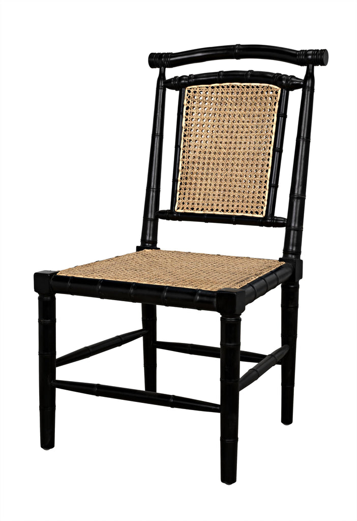 NOIR Colonial Bamboo Side Chair Hand Rubbed Black