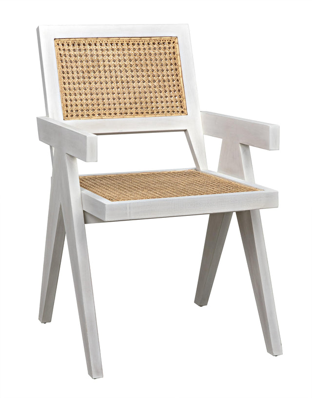 NOIR Jude Chair with Caning White Wash
