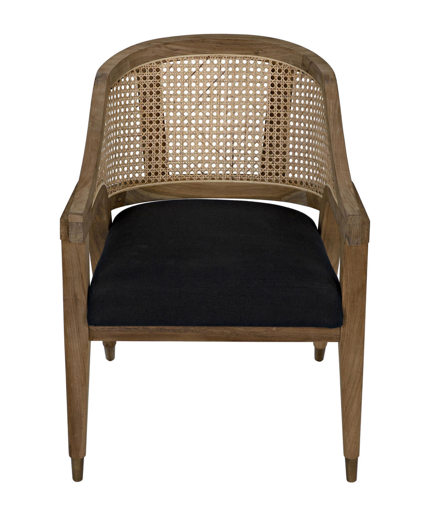 NOIR Chloe Chair Teak Caning and Black Cotton