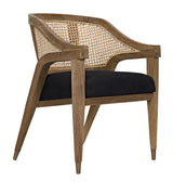 NOIR Chloe Chair Teak Caning and Black Cotton