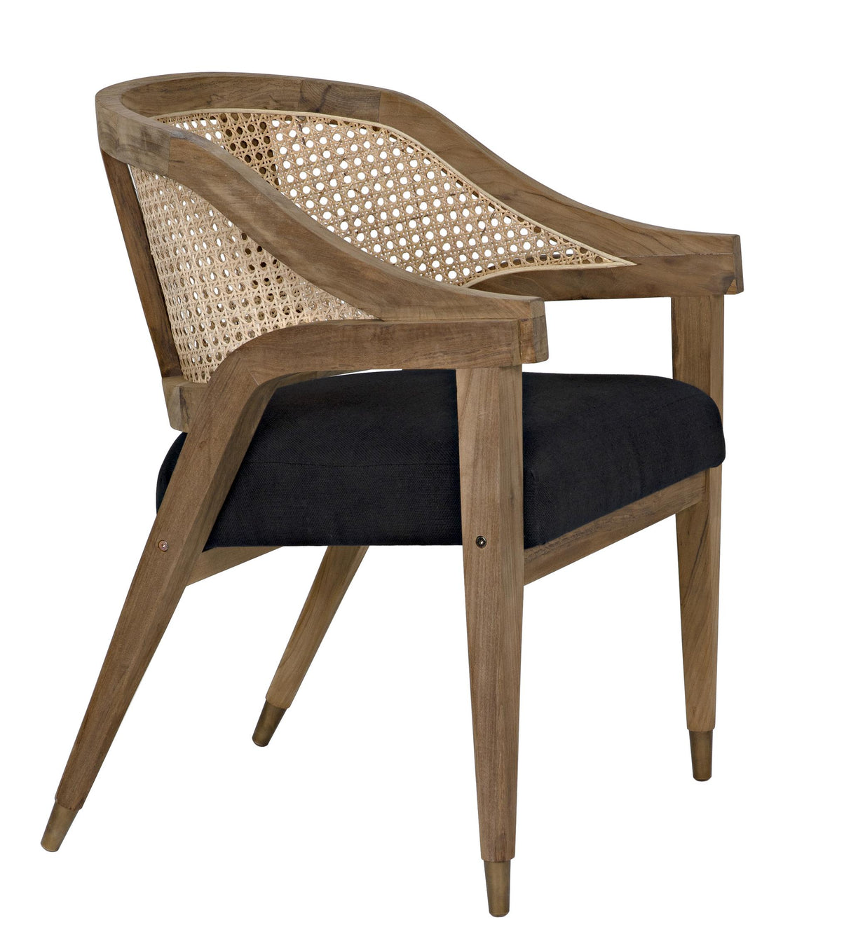 NOIR Chloe Chair Teak Caning and Black Cotton