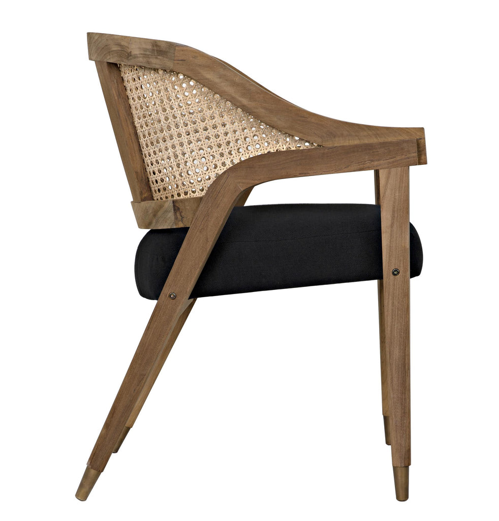 NOIR Chloe Chair Teak Caning and Black Cotton