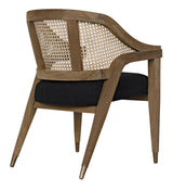 NOIR Chloe Chair Teak Caning and Black Cotton