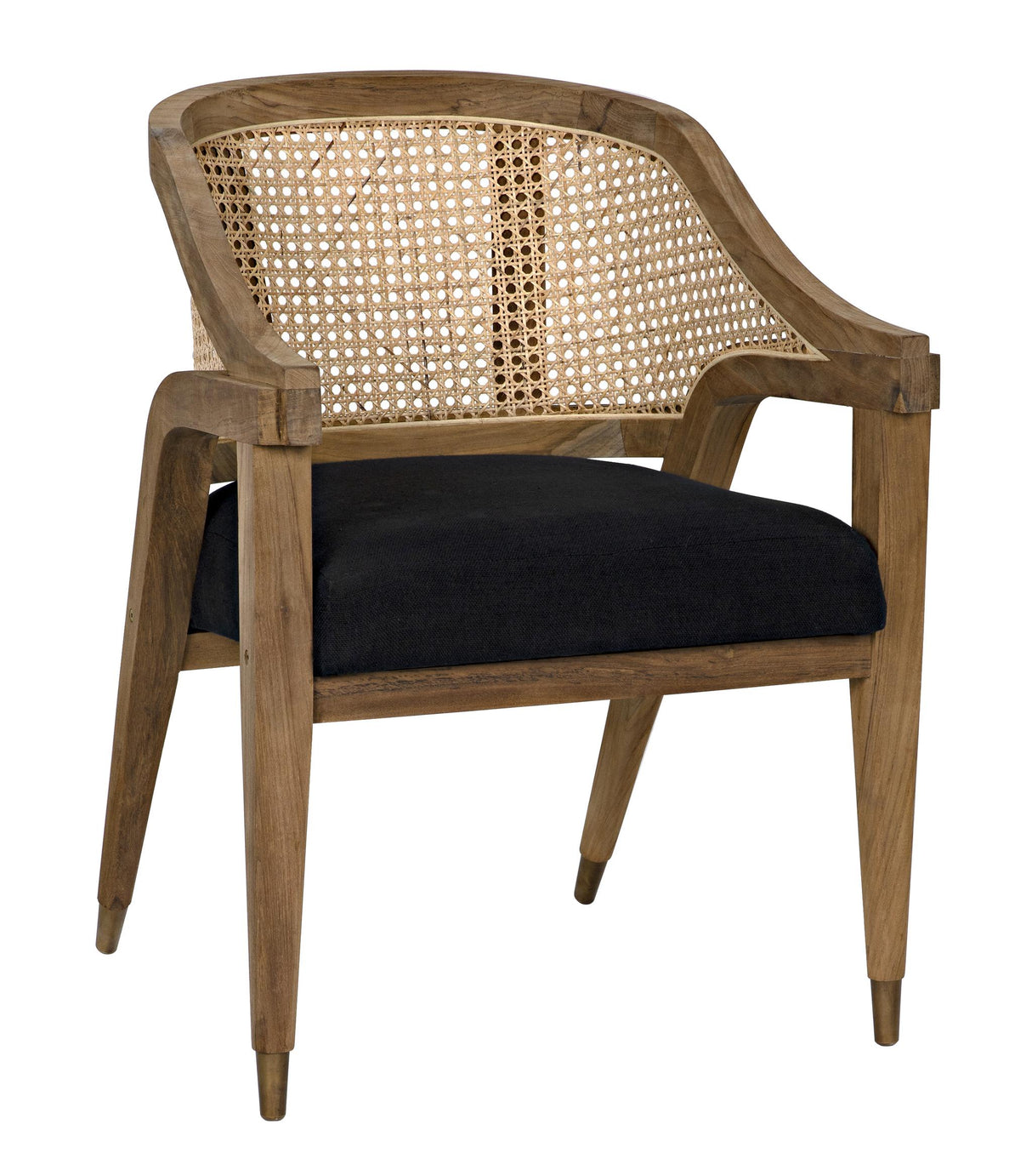 NOIR Chloe Chair Teak Caning and Black Cotton