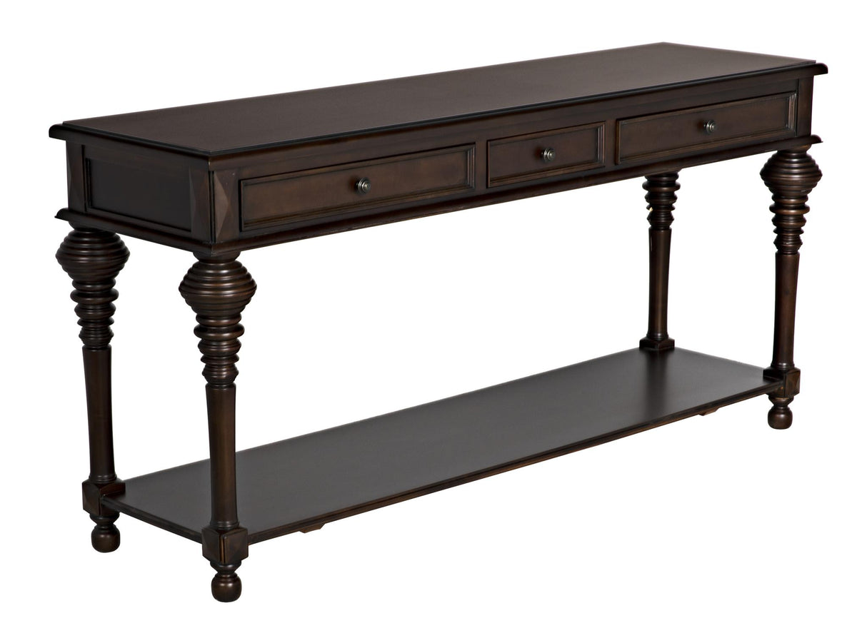 NOIR Colonial Large Sofa Table Distressed Brown