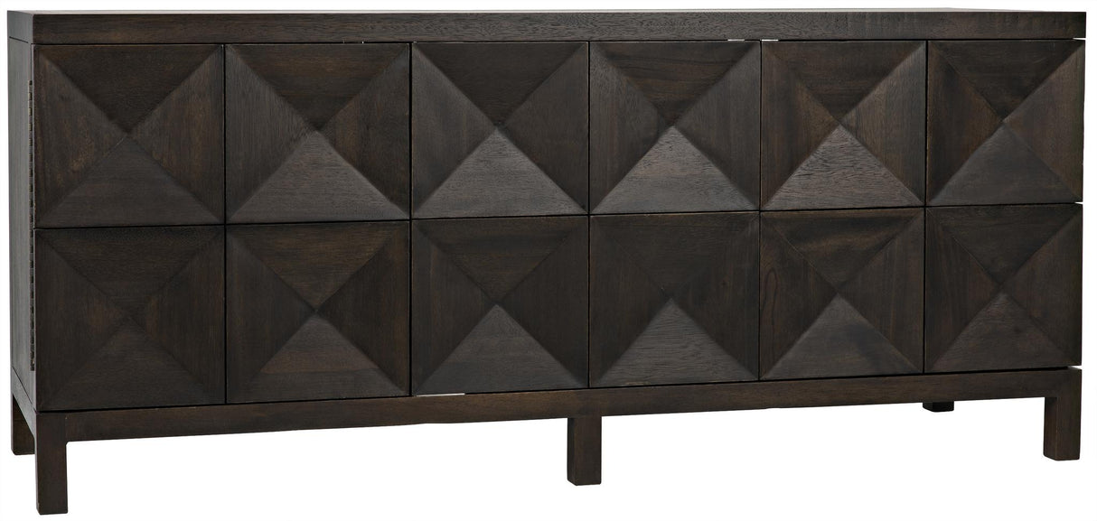 NOIR Quadrant 3 Door Sideboard Ebony Walnut