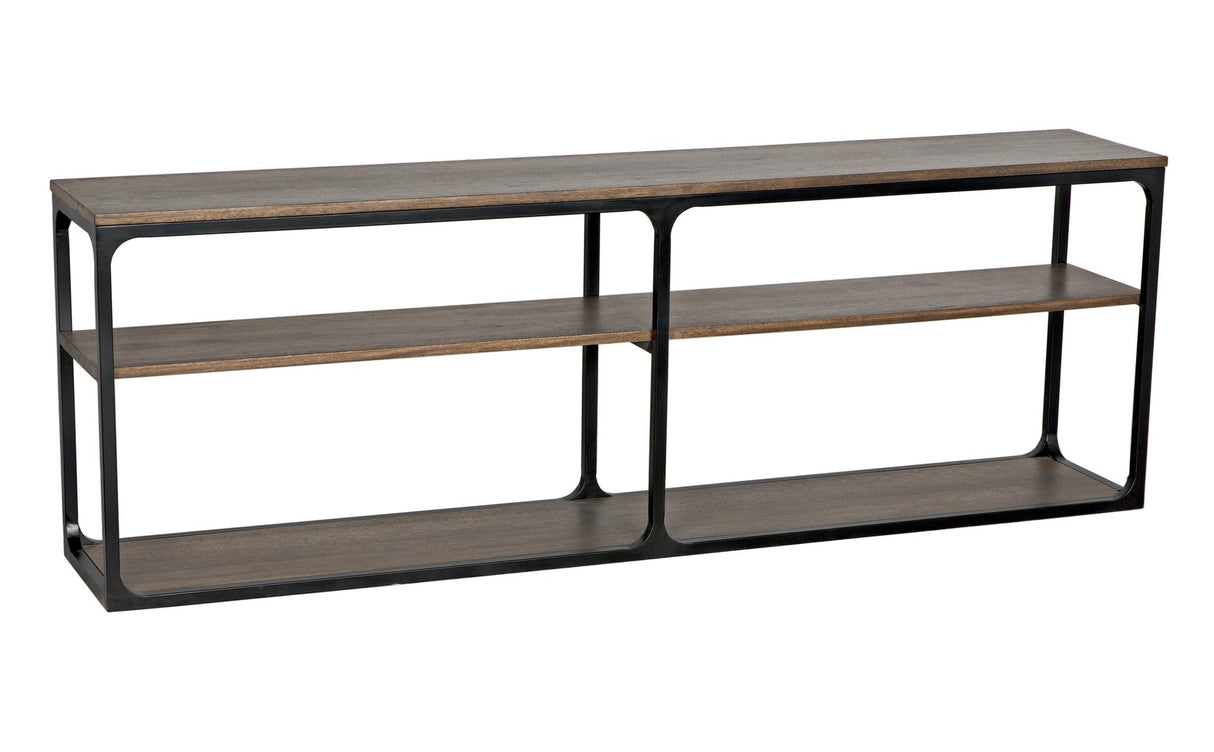 NOIR Novie Console Large Black Steel with Dark Walnut