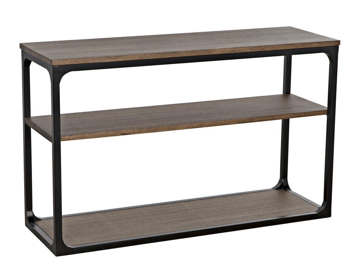 NOIR Novie Console Small Black Steel with Dark Walnut