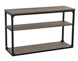 NOIR Novie Console Small Black Steel with Dark Walnut