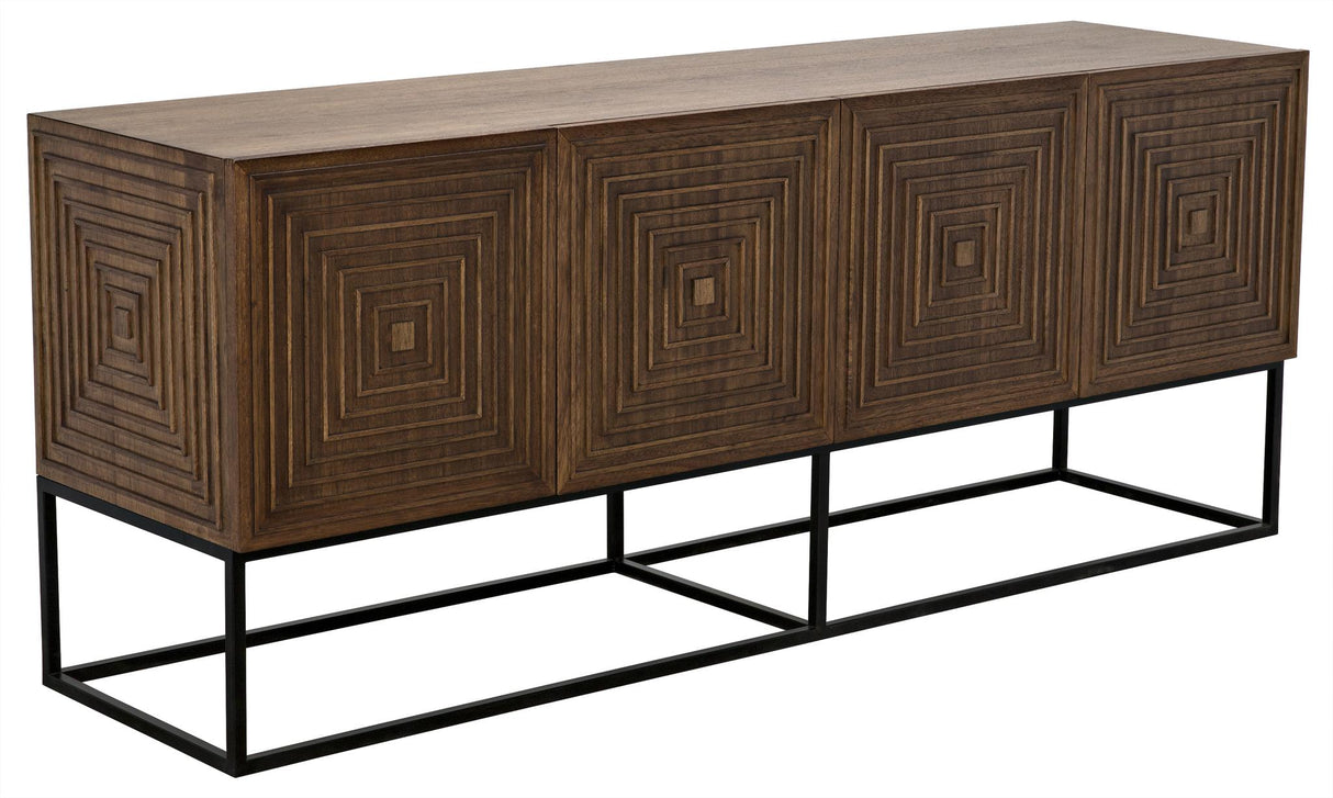 NOIR Lanon Sideboard with Steel Base Dark Walnut
