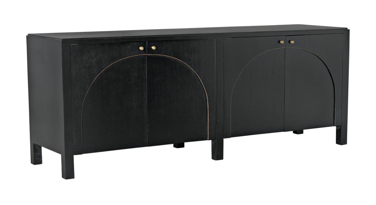 NOIR Weston Sideboard Hand Rubbed Black with Light Brown Trim