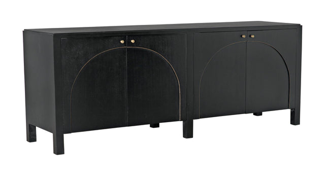 NOIR Weston Sideboard Hand Rubbed Black with Light Brown Trim