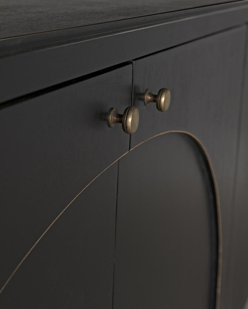 NOIR Weston Sideboard Hand Rubbed Black with Light Brown Trim