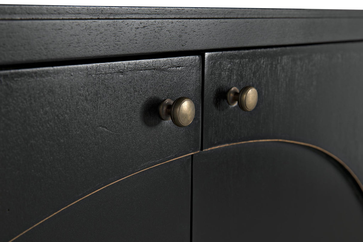 NOIR Weston Sideboard Hand Rubbed Black with Light Brown Trim