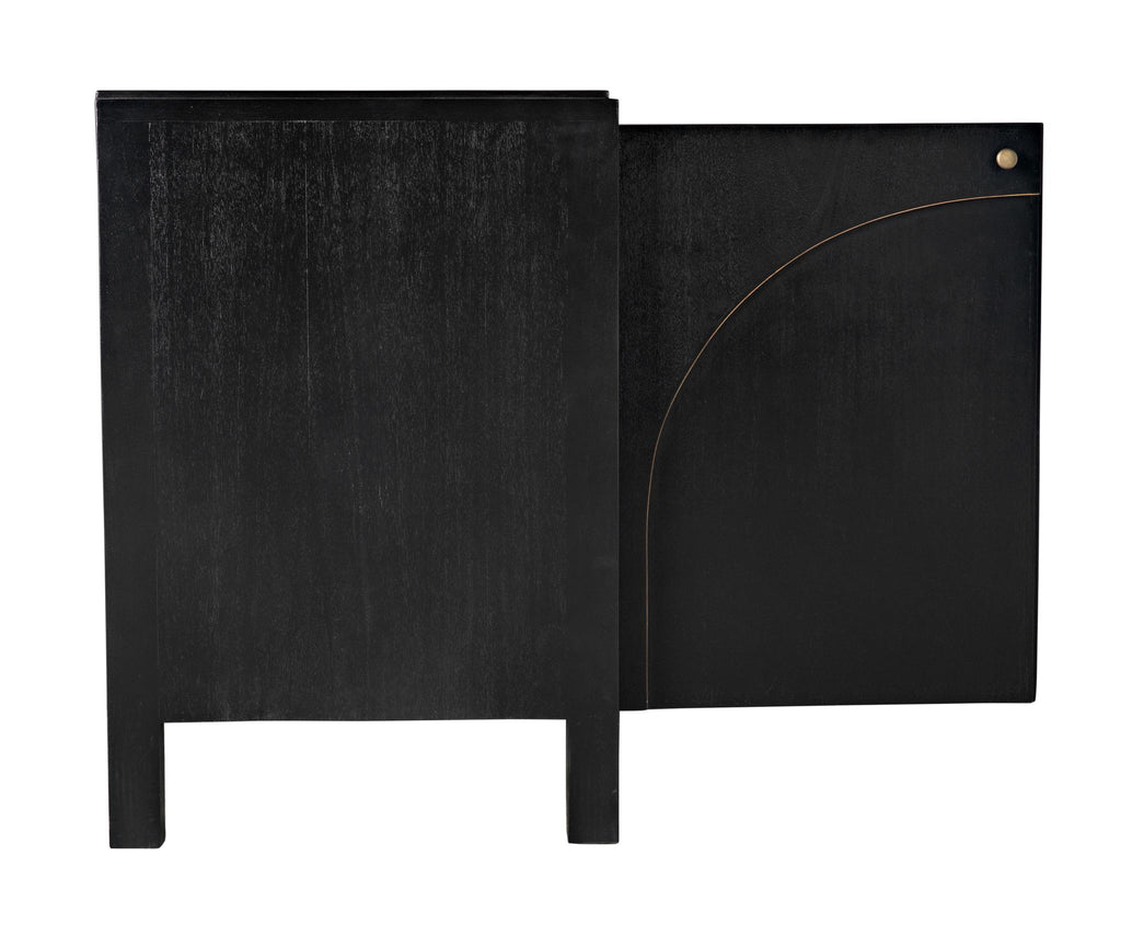 NOIR Weston Sideboard Hand Rubbed Black with Light Brown Trim