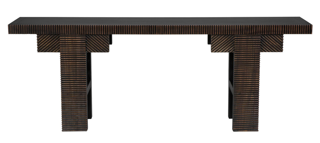 NOIR Nabu Console Hand Rubbed Black with Light Brown Trim