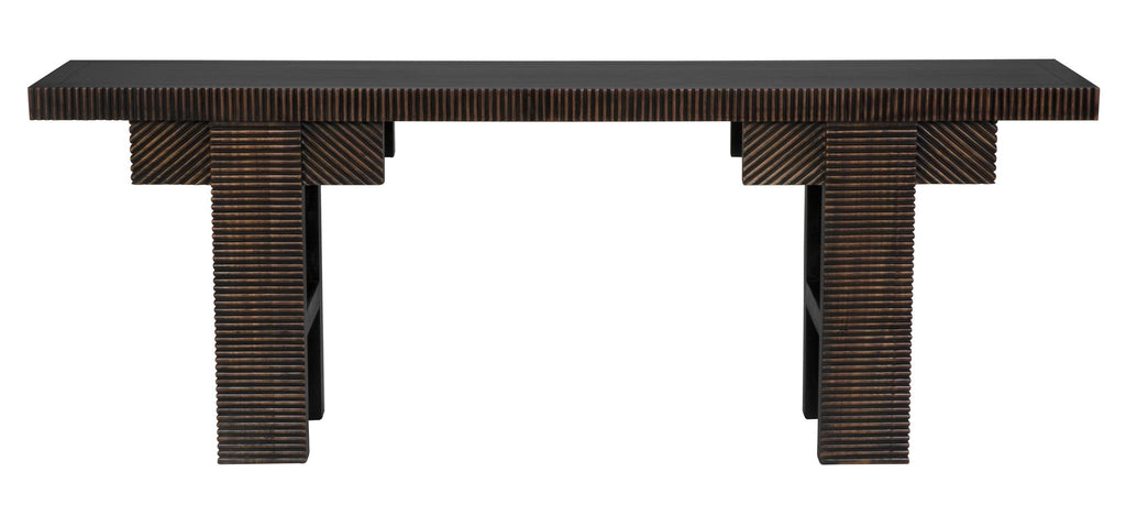 NOIR Nabu Console Hand Rubbed Black with Light Brown Trim