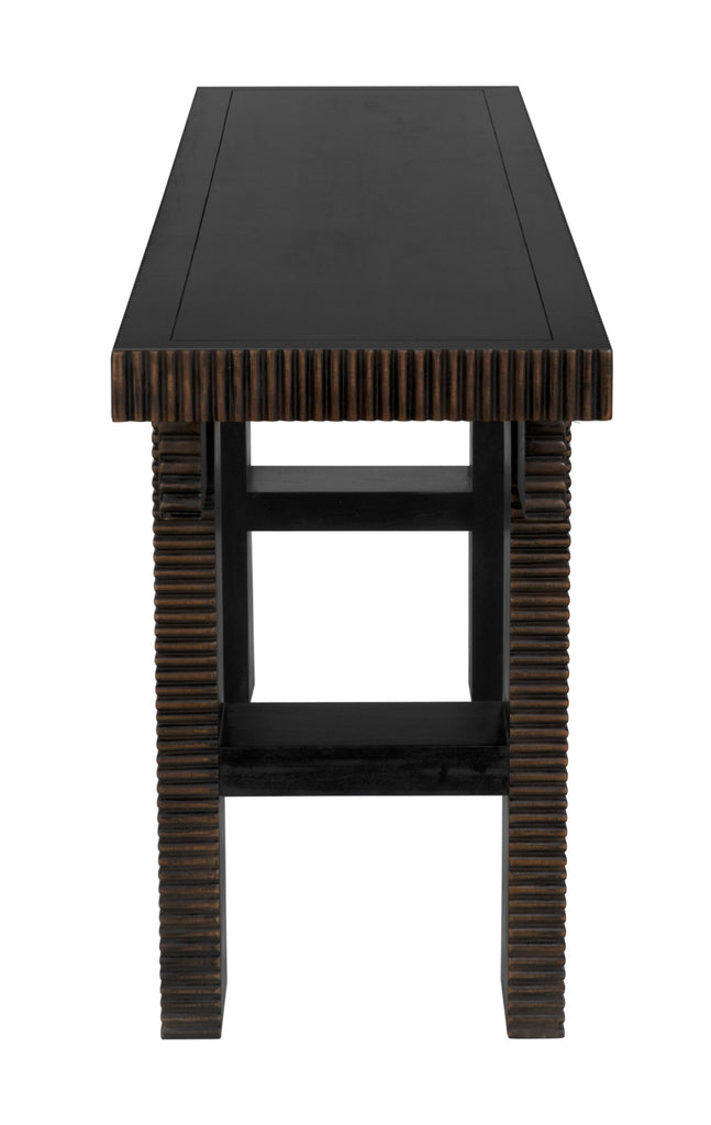 NOIR Nabu Console Hand Rubbed Black with Light Brown Trim