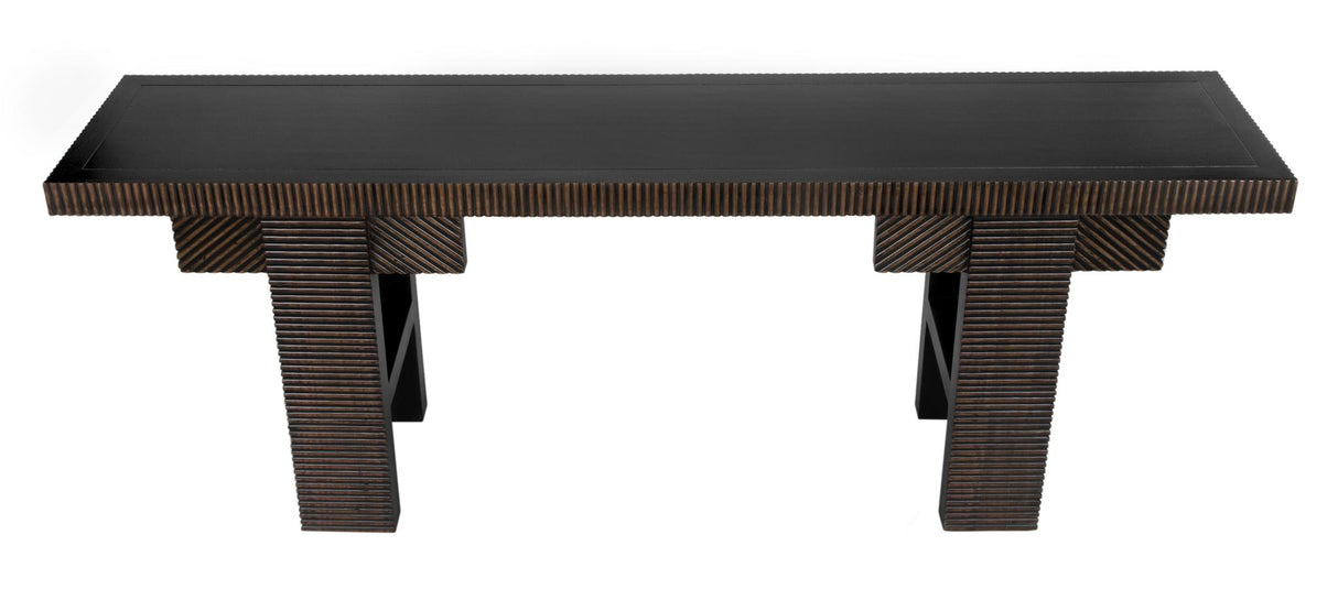 NOIR Nabu Console Hand Rubbed Black with Light Brown Trim