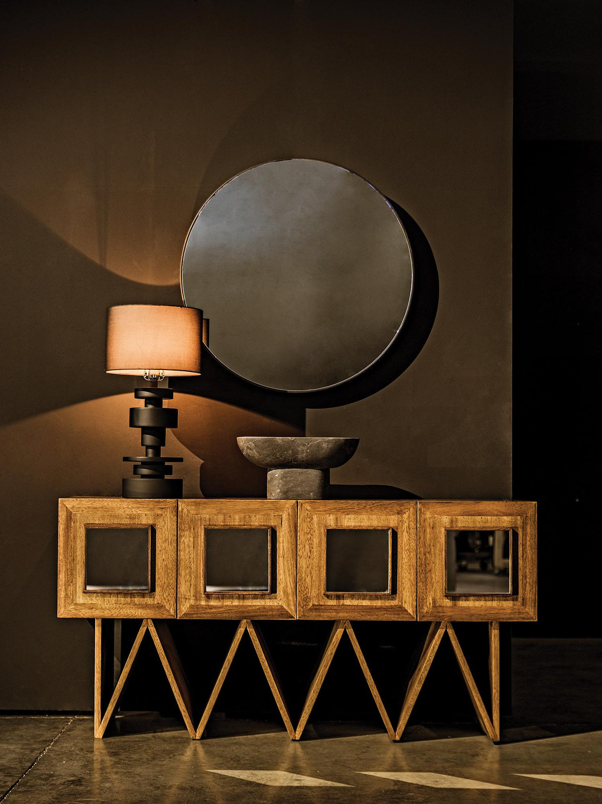 NOIR Jean-Michel Sideboard Dark Walnut with Mirror