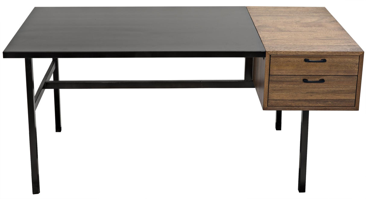 NOIR Algeron Desk with Black Steel