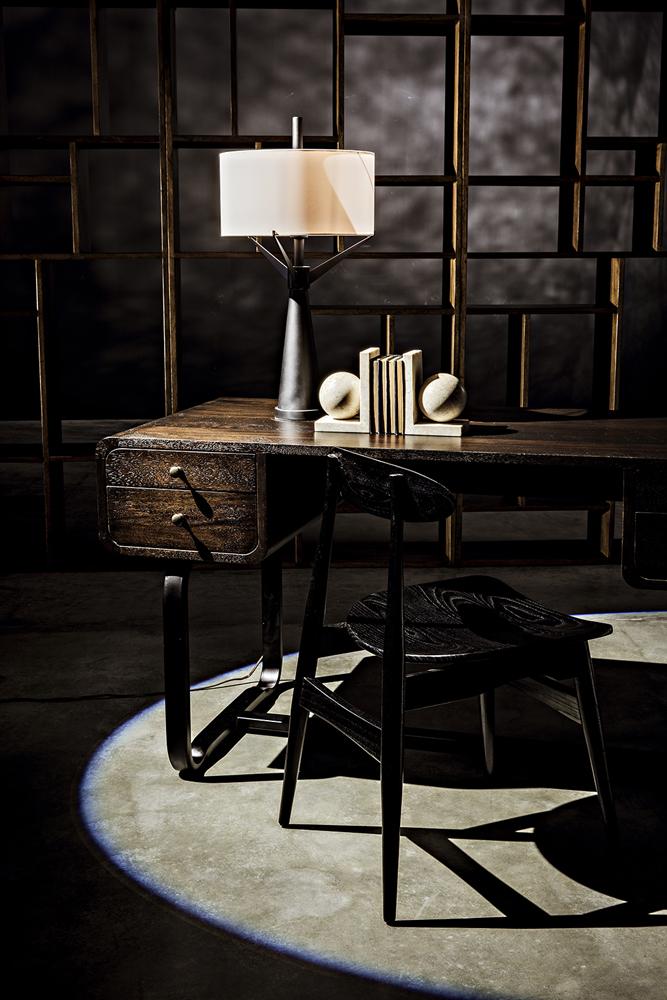 NOIR Voltes Desk Ebony Walnut with Black Iron
