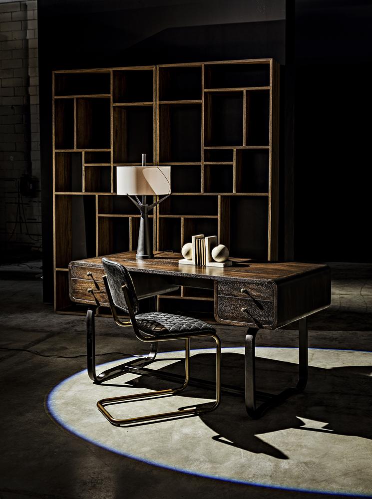 NOIR Voltes Desk Ebony Walnut with Black Iron