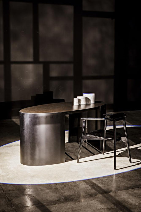 NOIR Marigold Desk Ebony Walnut with Black Iron