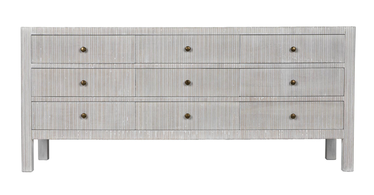 NOIR Conrad 9 Drawer Dresser White Wash