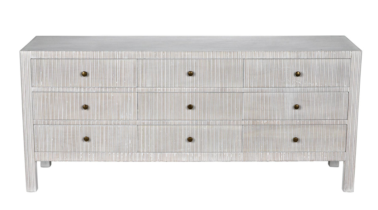 NOIR Conrad 9 Drawer Dresser White Wash