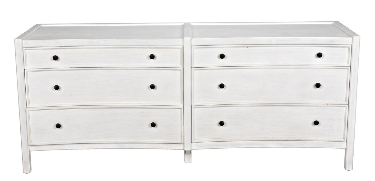 NOIR Hampton 6 Drawer Dresser White Wash