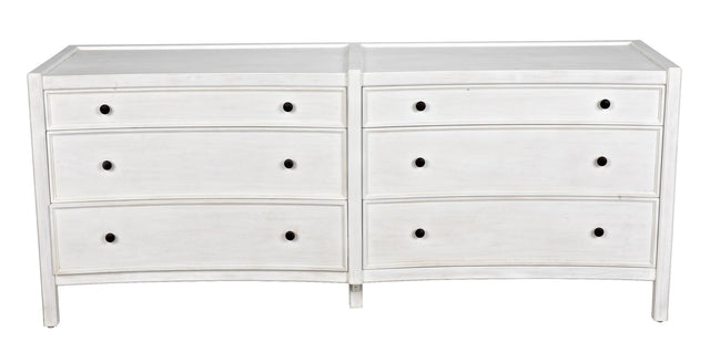 NOIR Hampton 6 Drawer Dresser White Wash