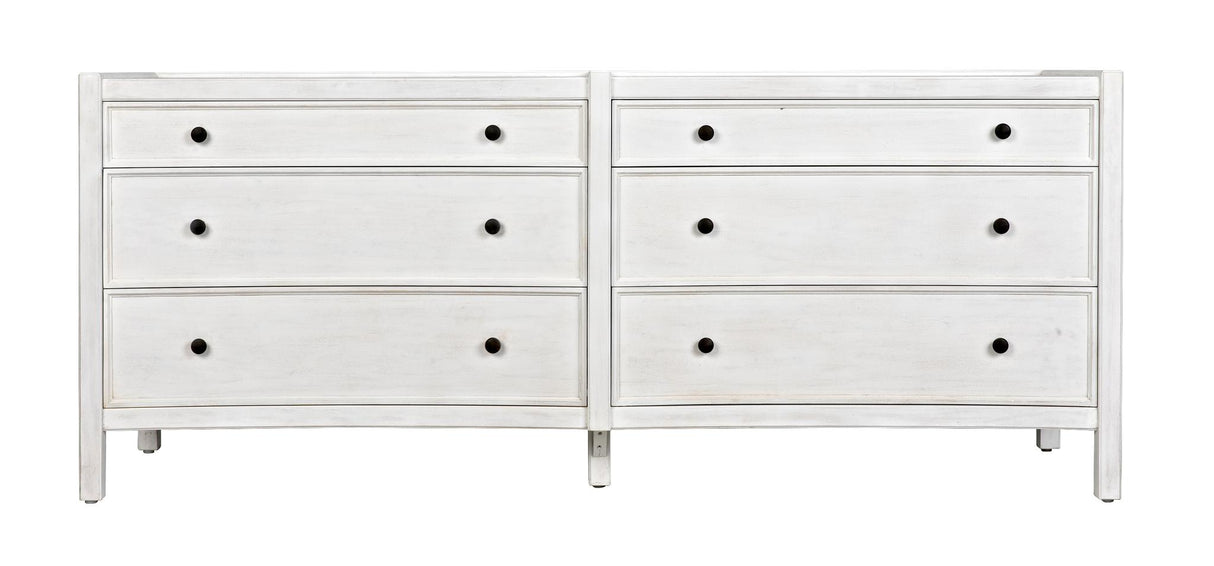 NOIR Hampton 6 Drawer Dresser White Wash