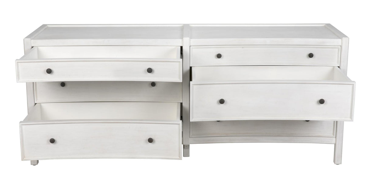 NOIR Hampton 6 Drawer Dresser White Wash