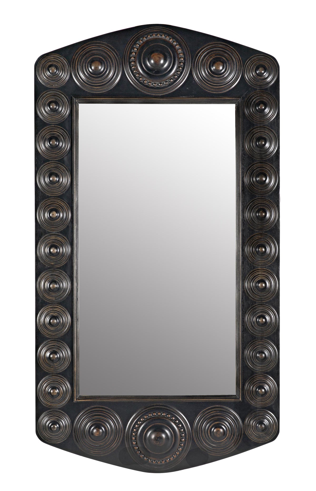 NOIR Nanna Mirror Hand Rubbed Black with Light Brown Trim